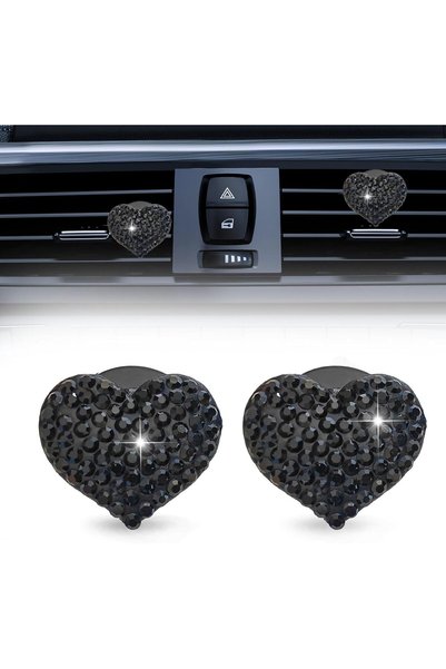 Generic 2Pcs Car Air Vent Clip, Bling Crystal Heart Charms Car Air Vent Clips...