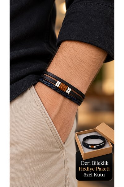 HER ŞEY NOTA www.herseynota.com Dervalis Olven Black and Navy Blue Leather Me...