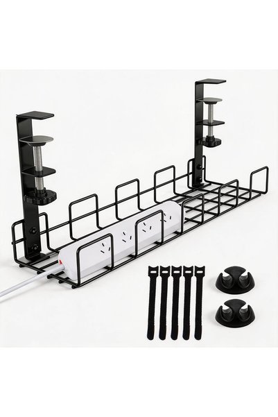 Generic No-Drill Under Desk Cable Management Tray Cord Organizer with Clamp I...