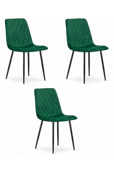 Oskar Scaun de sufragerie TURIN din catifea, verde închis, set de 3