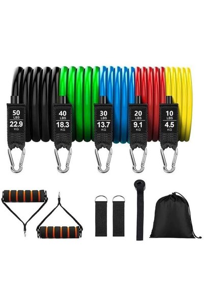 Generic Resistance Bands Set 11 Pieces with elastic bands, Handles, Door Anch...
