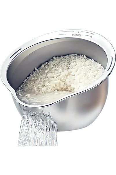 Generic وعاء غسيل الأرز - وعاء غسيل 4 في 1 للقينوا، منظف من الفولاذ المقاوم ل...