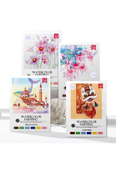 Generic DIY Watercolor Paint Set, Water Coloring Book, 4 Themes, 16 Paintings...