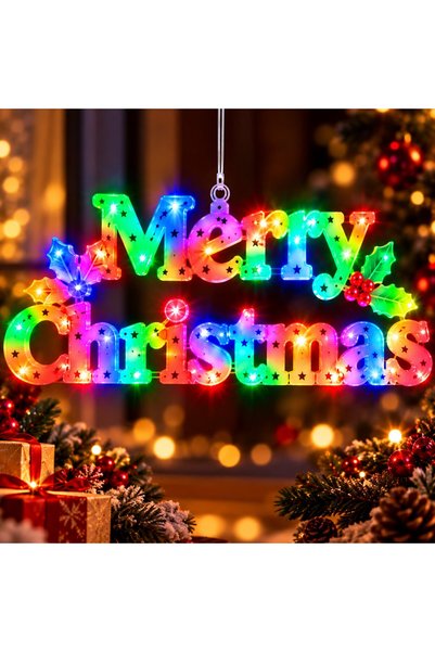 Infiniteea ™ Merry Christmas Decoration with Multicolored LEDs, Festive Desig...