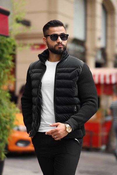 BASEL.CO Slim Fit Steel-Knit Men's Puffer Coat