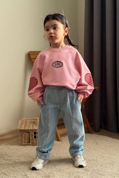 Minigimin Cicileri My Little One's Cute Outfits: Girls' Set with Plaid Denim ...