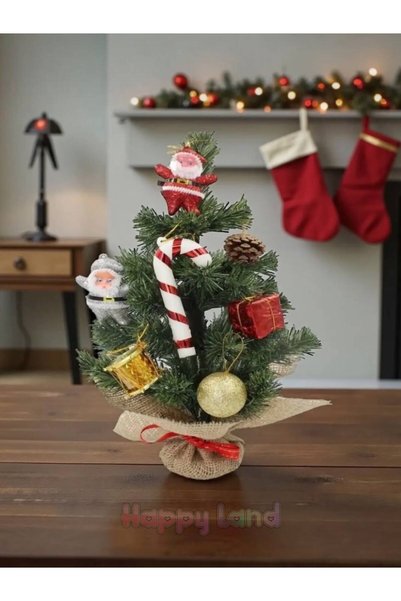 Happyland Yılbaşı Ağacı Süslü Çam Ağacı 30 Cm Ağaç Ve 9'lu Karışık Süslü Yılb...