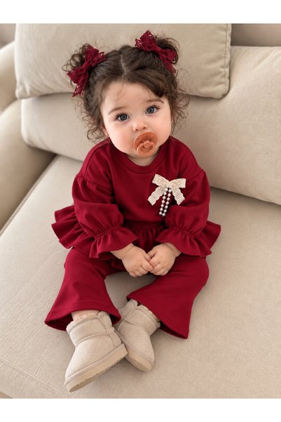 Jammybaby Dora Flara Taytlı Minimalist Modal Kız Bebek Mevsimlik Sweat Takım
