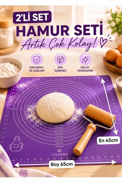 Genel Markalar Mevasa Home Silikon Hamur Açma Matı Ölçekli Hamur Açma Altlığı...