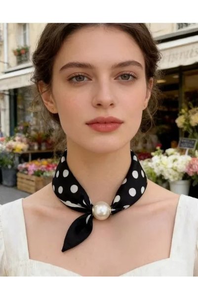 Parspera Polka Dot Pearl Scarf Model (the Pearl Contains a Magnetic Mechanism...