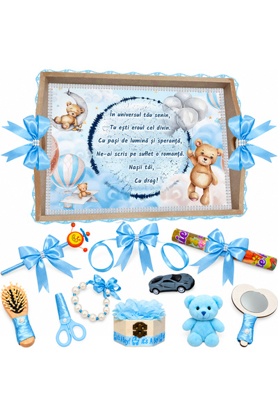 LoreBebe Set Tava Taiere Mot Baieti, Tavita Mot, 11 Piese, Model Urs Baloane,...