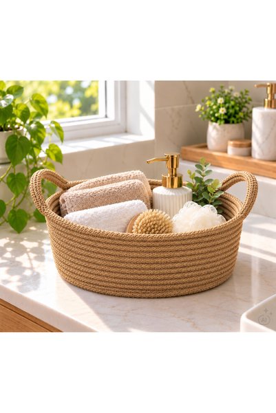 ÖRGÜM Coș tricotat – Coș decorativ multifuncțional pentru depozitare și organ...