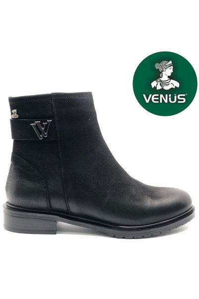 Venüs Vacca Genuine Leather Flat Non-Slip Sole Orthopedic Women's Boots Black