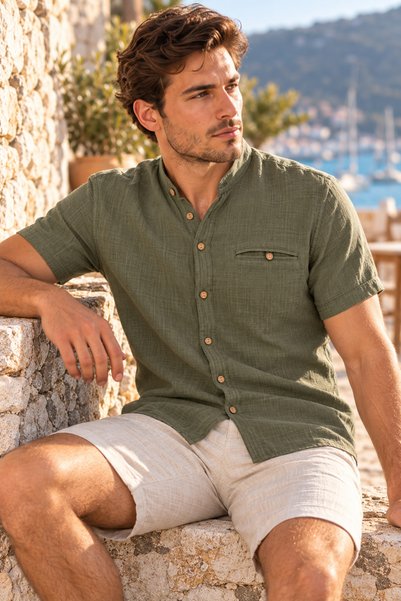 Heaven Ephesus Judge Collar Short Sleeve Shirt -4520