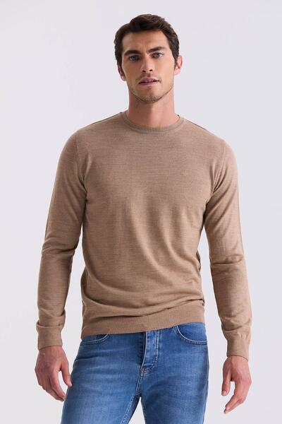 Jakamen Pulover Camel Regular Fit cu gâtul rotund