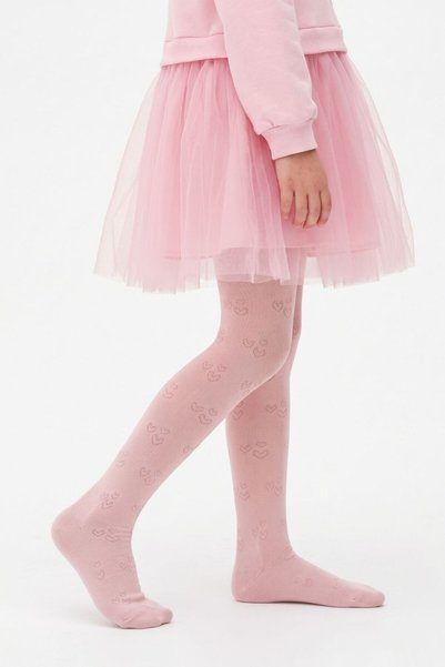 Le Mabelle Pembe Minik Kalp Desenli Kız Çocuk Külotlu Çorap