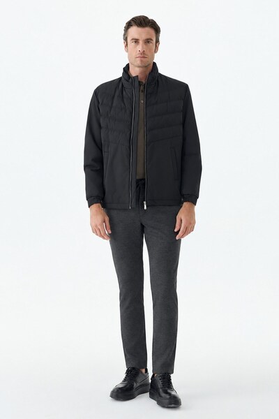 Jakamen Black Comfort Fit Stand Collar Sports Coat