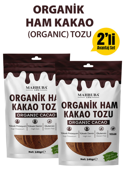 Mahbuba Life Organik Ham Kakao Tozu 2x140gr - Katkısız - Glutensiz (PESTİSİT KADMİYUM VE AFLATOKSİN ANALİZLİ)
