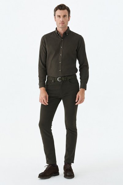 Jakamen Khaki Comfort Fit Sport 5-Pocket Trousers