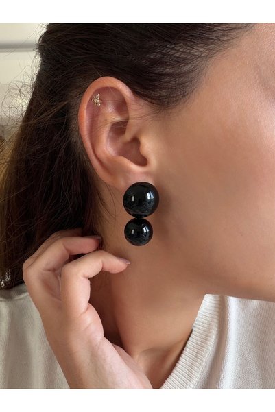 nesdesignn Double Ball Earrings — Black
