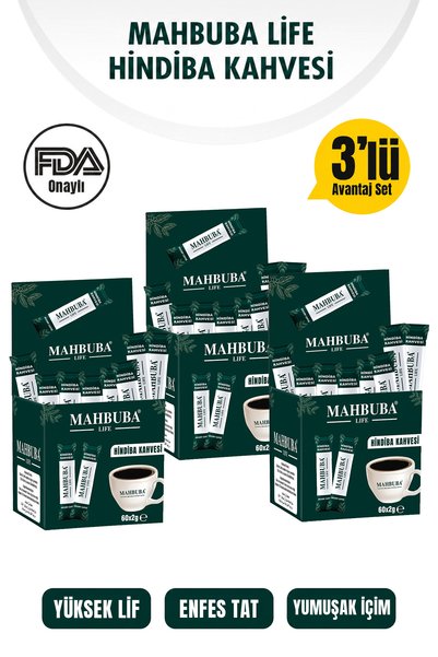 Mahbuba Life Hindiba Kahvesi 180x2gr (3 Aylık 180 Kullanım) - Yüksek Lif - Ka...