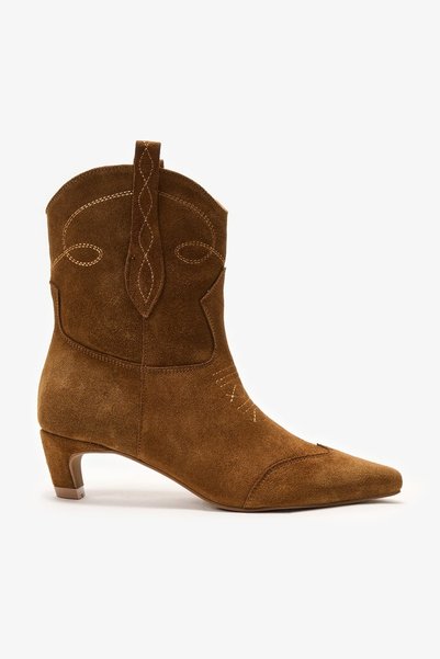 Louis Cardy Belveth Tan Suede Leather Kitten Heel Boots