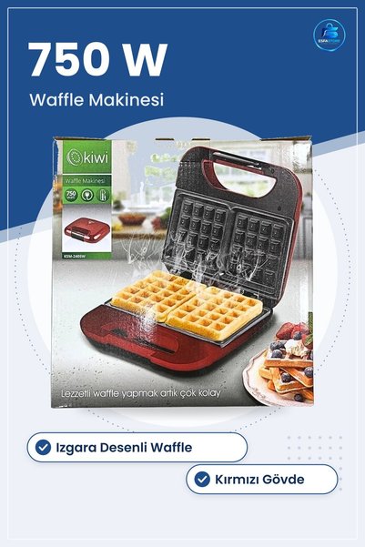 TARER Waffle Makinesi 750 W Kırmızı Elektrikli Yiyecek Hazırlama Ev Mutfak Aleti Kahvaltı Tatlı