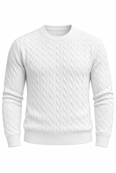 Valiberta Malick Thin Hair Knit Crew Neck Men's Knitwear Sweater - Bone