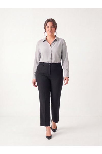 STORi Pantaloni de damă din material textil, mărime mare, cu talie elastică, ...