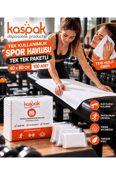kaspak Tek Kullanımlık Spor Havlusu 100 Adet