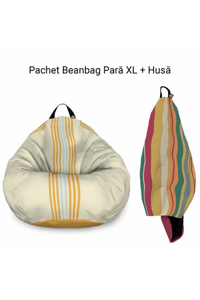 Updeco Pachet: Fotoliu + Husa Puf Bean Bag tip para XL, impermeabil, indoor/o...