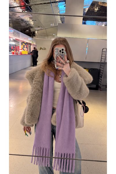 Goldmine Unisex Puffy Lightweight Scarf Lilac