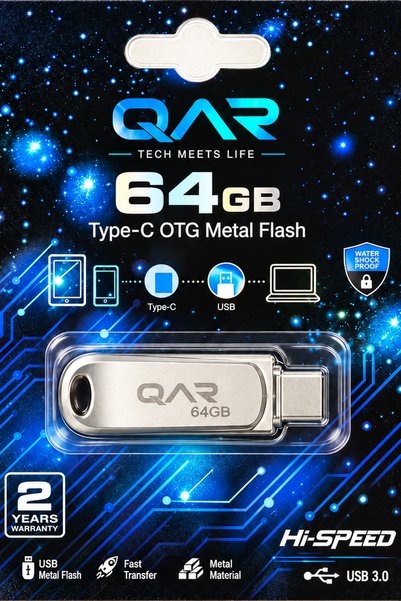 QAR USB 3.0 Type-C OTG 64 GB Metal Flash Bellek