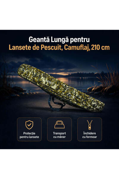 FOXMAG24 Long Fishing Rod Bag, Camouflage, 210 cm