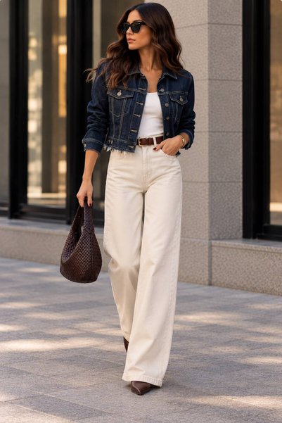 Espresso Kadın Koyu İndigo Kot Ceket - Beli Püsküllü Eskitme Detaylı Denim Ceket