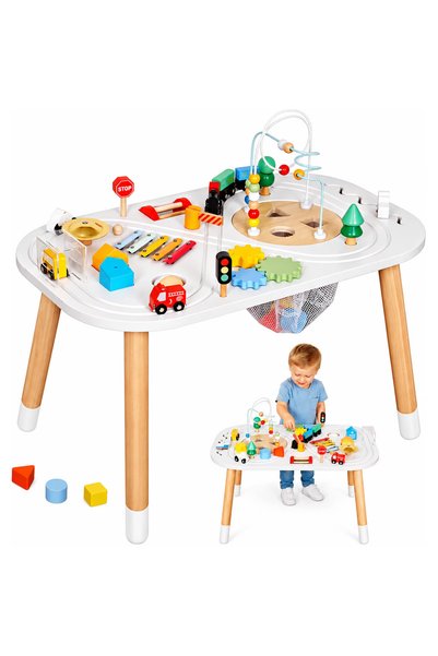 Smart Vibe Masă de activități din lemn cu jucării senzoriale Montessori 10 în...
