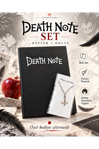 FG KONNİCHİWA DEATH NOTE L Ryuk Anime Manga Unisex Harajuku Notebook Necklace...