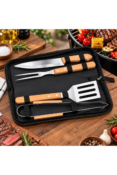 OEM Set 4 ustensile gratar cu husa Oxford