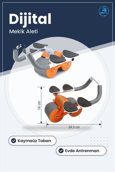 TARER Karın Tekerleği Dijital Sayaçlı Çek Bırak Mekik Aleti Core Güçlendirici Evde Spor Ekipmanı Pratik