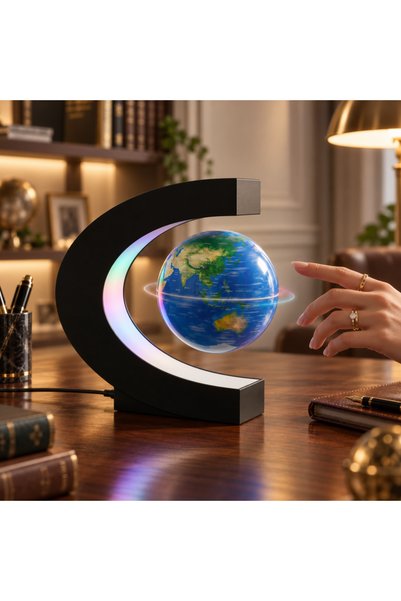 OEM Glob plutitor magnetic, cu iluminare LED, în formă de C, ALBASTRU, levitant