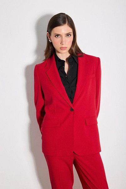 Gusto Single Button Classic Jacket - Red