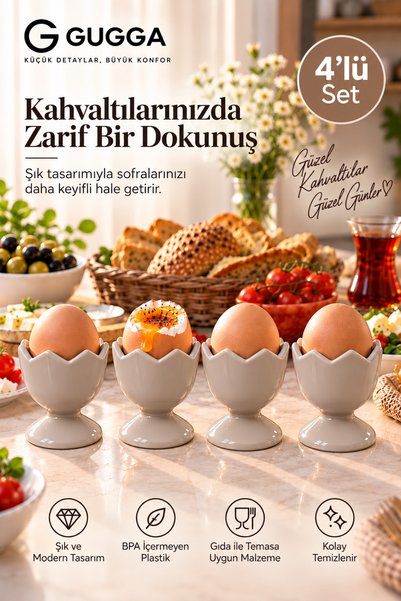 GUGGA 4’lü Yumurtalık Seti Şık Tasarım Yumurta Sunumluk Kahvaltılık Yumurta Standı