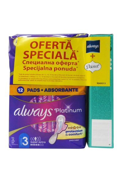Always Absorbents, Always, 12 pcs Platinum Super Extra, Discreet Daily Absorb...