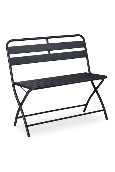 Relaxdays Bancă de grădină pliabilă Relaxdays, cu 2 locuri, gri, 83,5 x 49 x ...