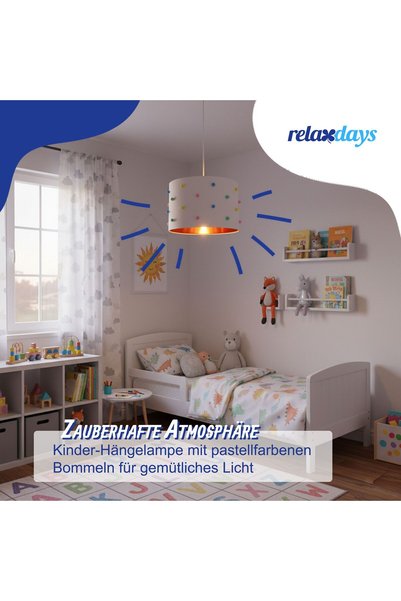 Relaxdays Lampă pentru camera copiilor cu pompoane
