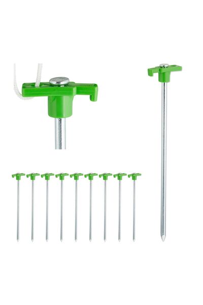 Relaxdays Set de 10 țăruși pentru cort Relaxdays, din oțel zincat, 25x4x1,5 c...