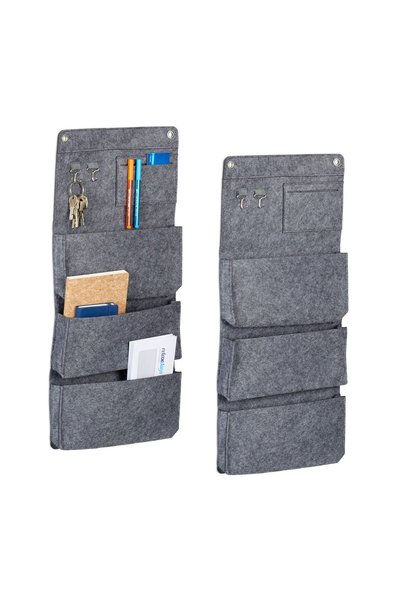 Relaxdays Set de 2 organizatoare suspendate Relaxdays, gri, 65x30x5 cm, 3 buz...