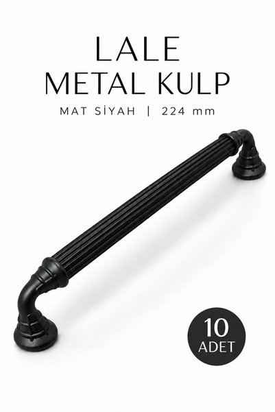 Badem10 [10 Adet] Lale 224 mm Mobilya Banyo Çekmece Mutfak Dolap Metal Çizgil...