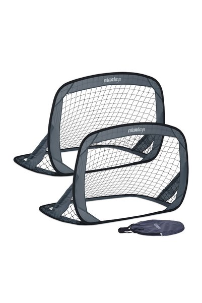Relaxdays Set de 2 porți de fotbal pliabile Relaxdays, gri, 78x121x80 cm