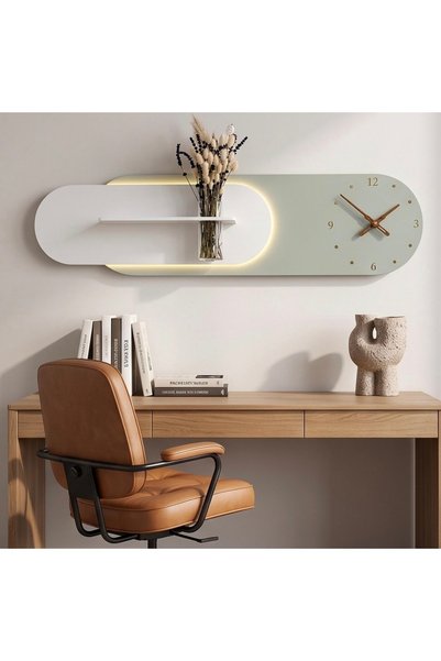 SERENGETI ART KARDELEN AHŞAP PİLLİ LEDLİ İSKANDİNAV TARZI SALON DUVAR RAFI MO...